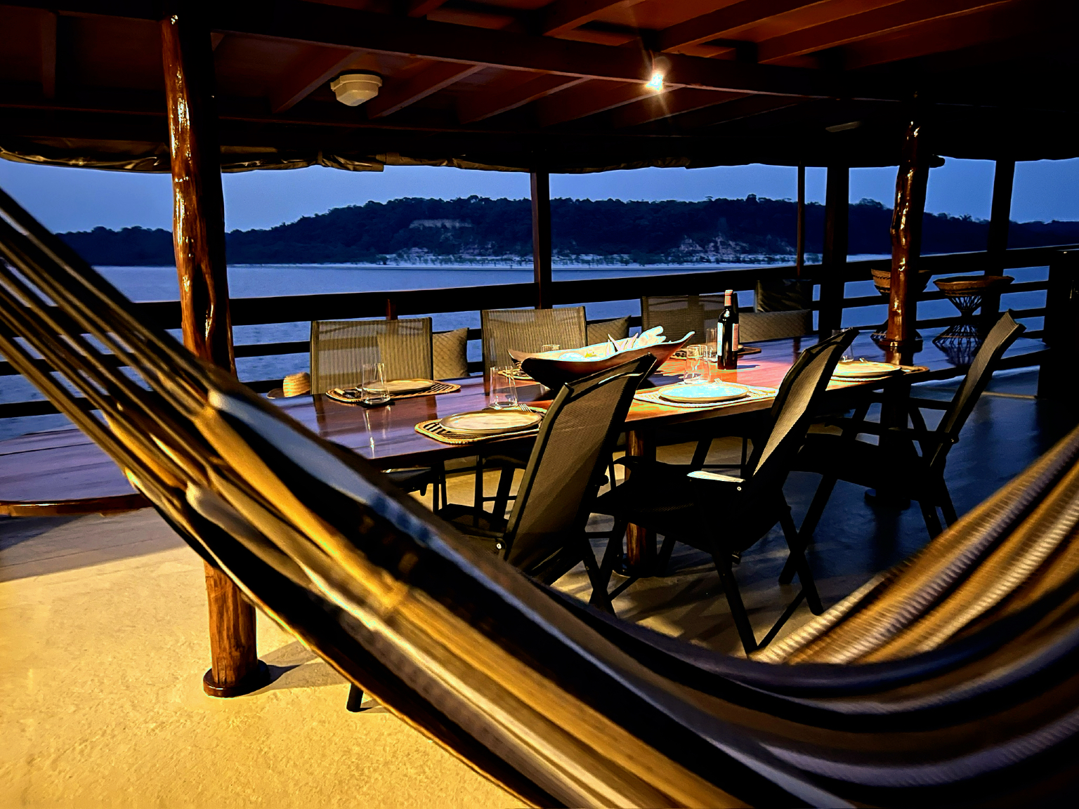 Observation deck aboard the Manakin boutique riverboat